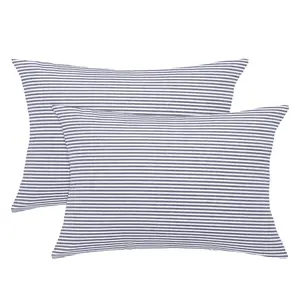 PiccoCasa 2 Pack Woven Striped Lumbar Throw Pillow Cover Set Decorative Cushion Covers Rectangle Farmhouse Pillow Case for Sofa Bedroom Car 12" x 20"