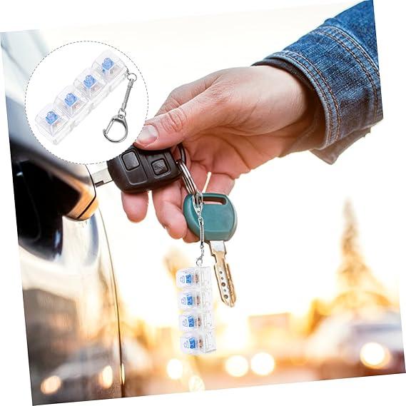 4-Hole Keyboard Fidget Toy for Adults Fidget Keyboard Clicker Toys with LED Lights Keychain Stress Relief for Anxiety Decompression (Black and White)