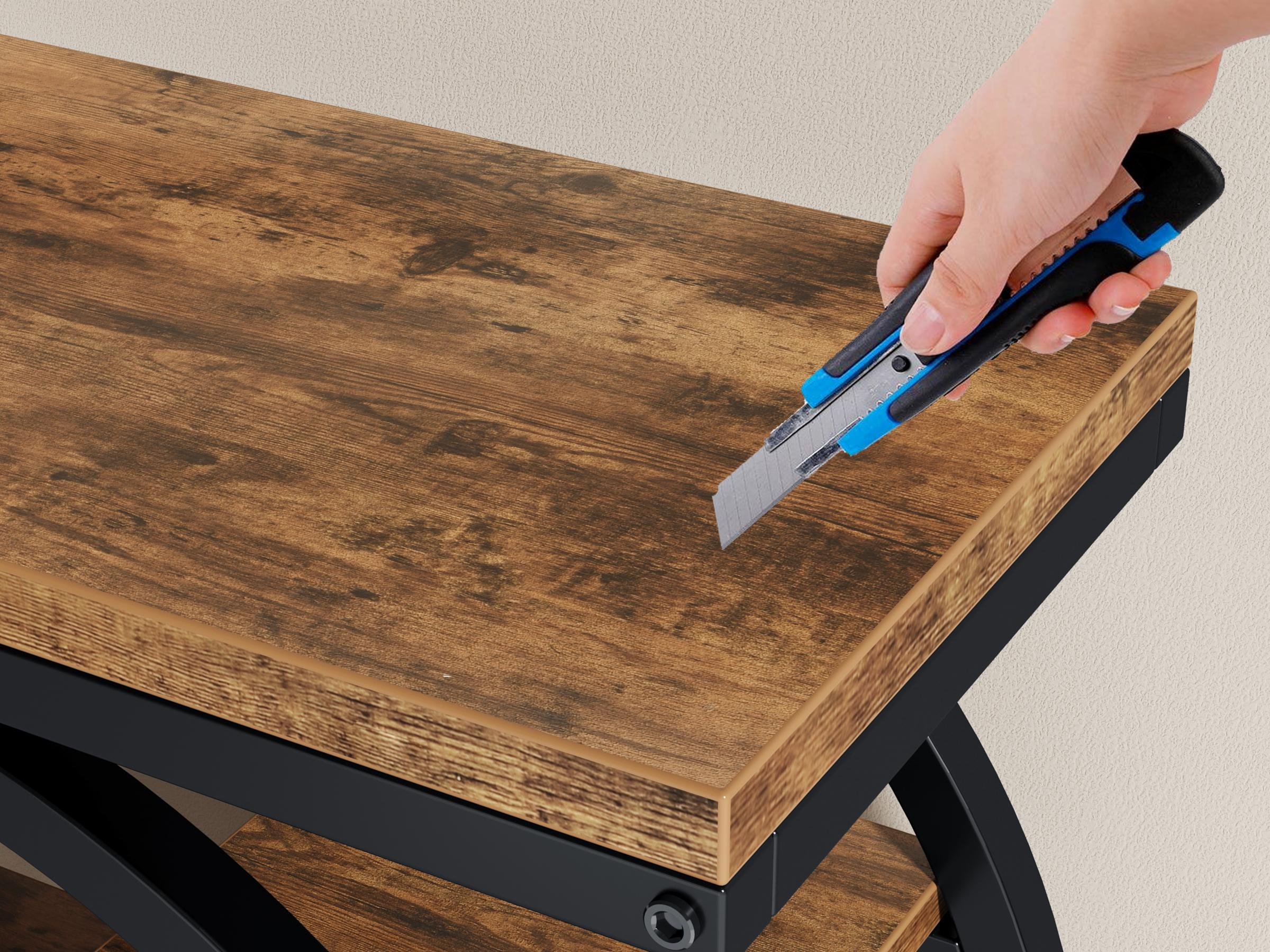 Semoic End Tables for Living Room 4-Tier Narrow Side Table with Storage Space Wood Slim Sofa Side Table with Geometric Metal Frame Industrial Skinny Nightstand and Bedside Table Rustic Brown