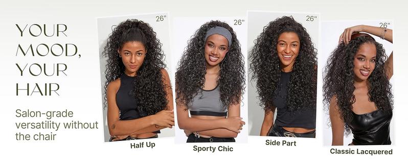 【NEW IN】Lemoda Half Wig Human Hair Burmese Curly Wig for Women 200 Density 3 In 1 Seamless Flip Over Half Wigs Beginner Friendly Glueless Wigs Human Hair with Spiral End Natural Color