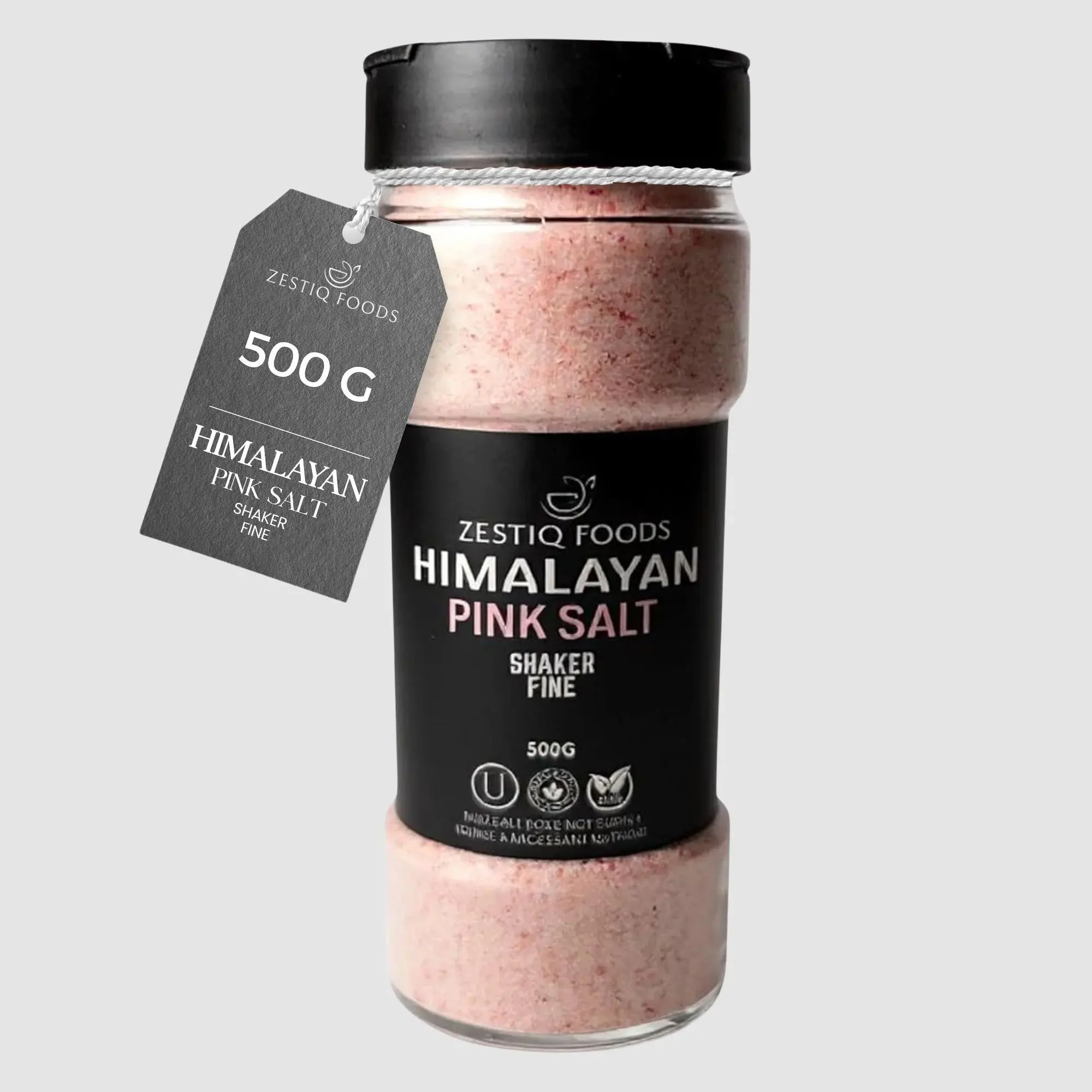 Zestiq Foods Premium Himalayan Pink Salt Fine, 500 g (17.6 oz) Shaker – 100% Natural, Pure & Unrefined Gourmet Cooking Salt