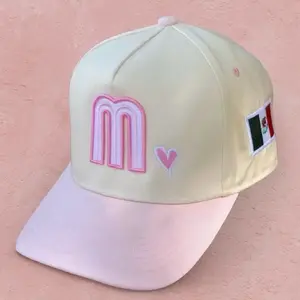 Pink Mexico Baseball Hat with Heart & Flag Embroidery Vintage Style Cap All Seasons Adjustable Snapback for Stylish Outfits