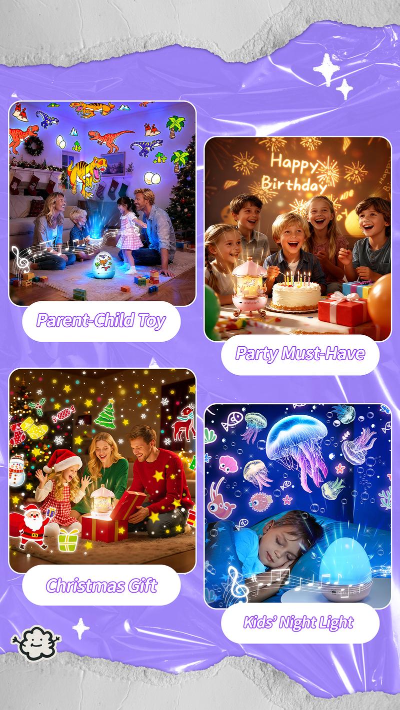 Onefire Kids Night Light Grandparents Gifts  Grandkids 15Films&15 White Noises Remote Cartoon Star Projector Sensory Lamp Princess Room Decor Toddler Sound Machine Autistic Children Baby Unicorn Dinosaur Egg Toys Birthday Ages1-10 Granddaughter Grandson