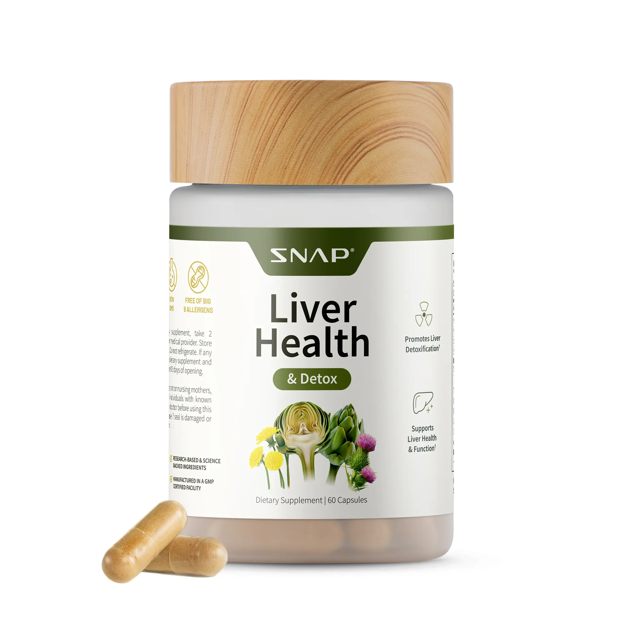 Snap Supplements - Liver Health Support Supplement - Natural Liver Cleanse Detox and Repair - With 14+ Plants & Vitamins - 3rd party tested