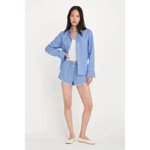 POPLIN PULL ON BOXER SHORTS | BLUE & WHITE STRIPE
