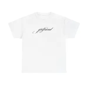 girlfriend script tee | white t-shirt, cursive text
