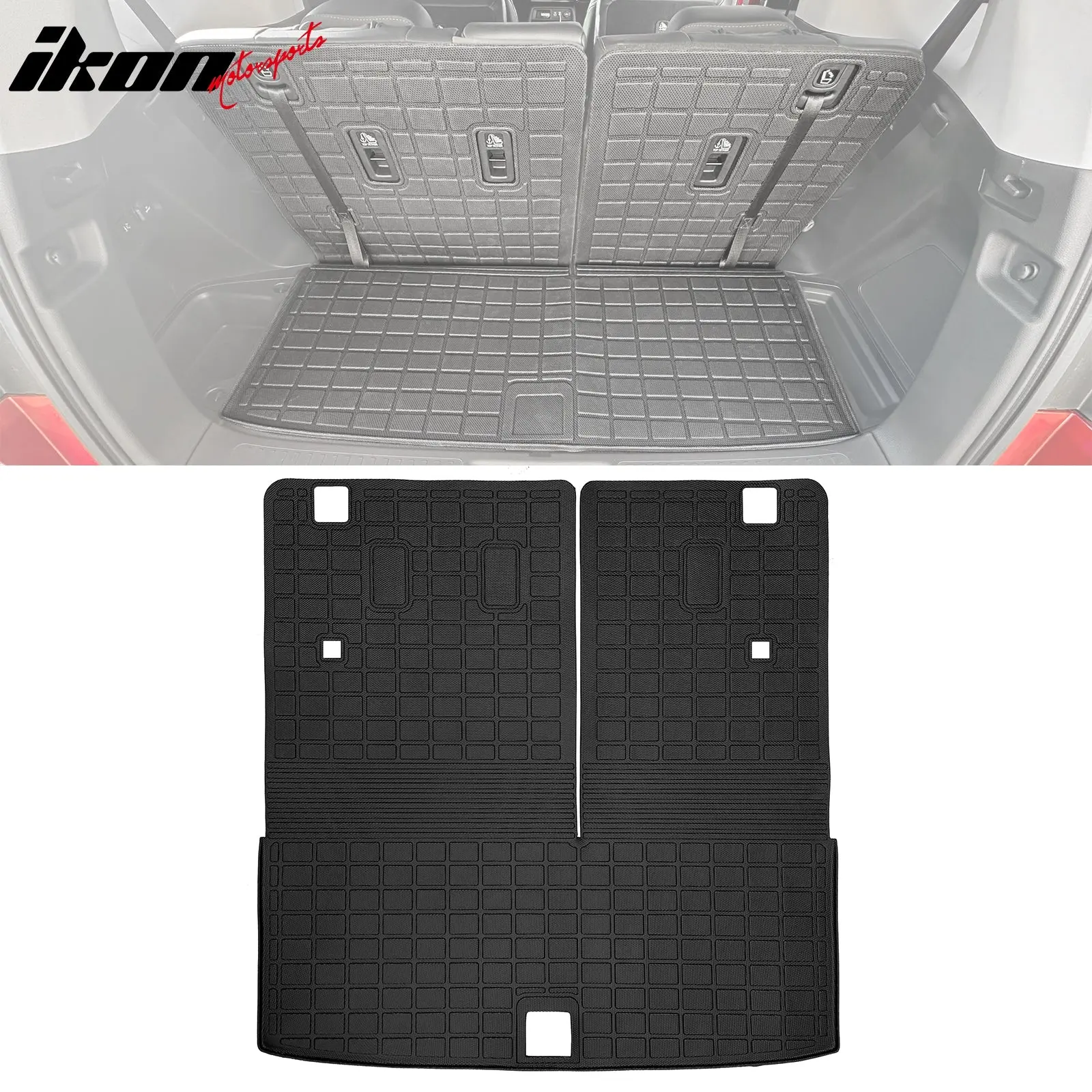 Trunk Mat w/ Backrest Mats for Honda Pilot 2023-2026 Liner Black TPE 1PC Car Interior Accessory Car Floor Mats