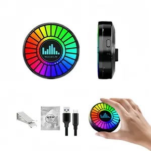 RGB Sound Reactive LED Mood Light for Car Interior, Magnetic Type-C Rechargeable Music Rhythm Lamp for Gaming Room, Bedroom, Party Decor