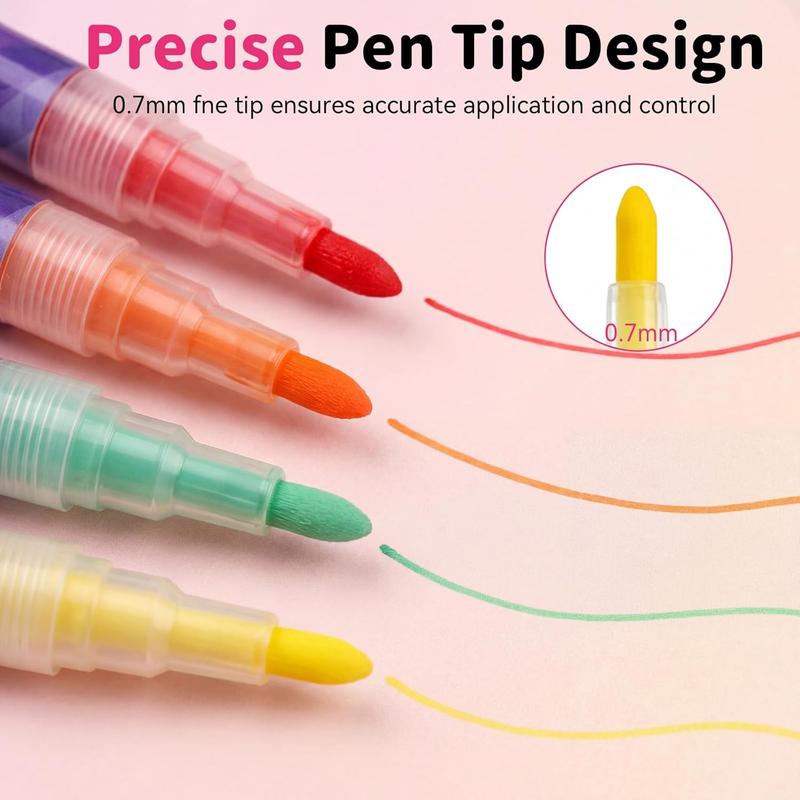 Quick-Dry & Gentle Nail Art Pens - 12 Color Set with 0.7mm Fine Tip, No Shake Formula for Smooth Lines & 3D Art, Smudge-Proof & Easy to Use for Beginners