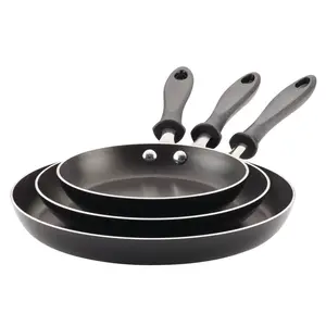Farberware Reliance 3pc Aluminum Nonstick Frying Pan Set Black: Kitchen Skillet Set with Stay-Cool Handles, Dishwasher-Safe