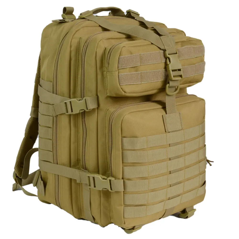 45L Outdoor Tactical Dual Shoulder Large 3P Backpack Wilderness Cycling Sports Backpack Travel Attack Camouflage