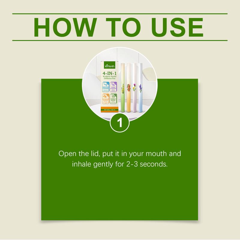 Herbal Diffuser Pen 4 Pack, Clean Botanical Aromatherapy Diffusers, Four Aroma Variety Set, Cool Mint & Herbal Scents, Smooth Daily Experience