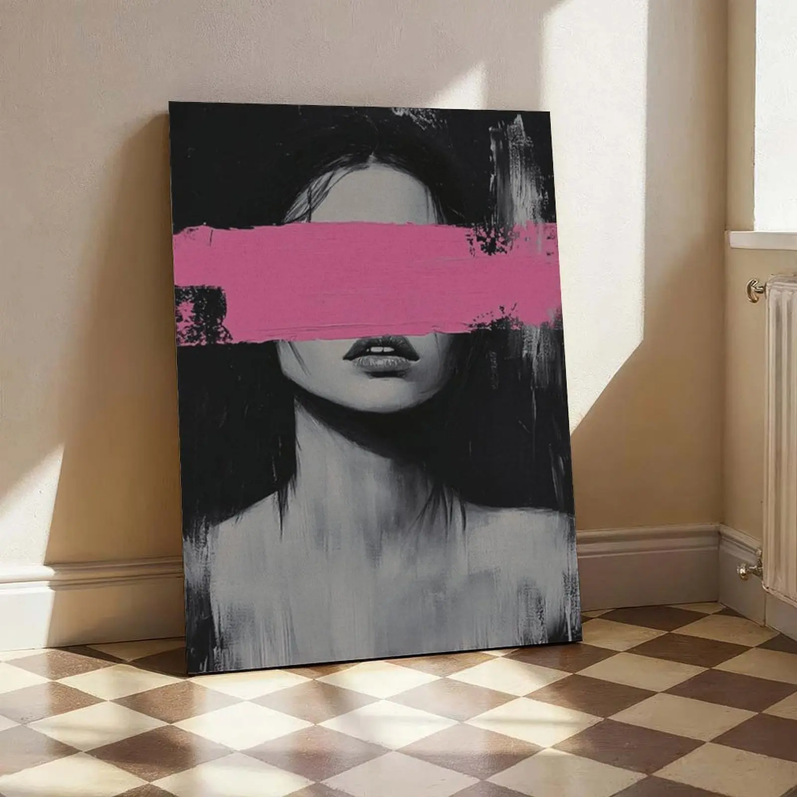 Frame-Style Abstract Portrait & Face Design Painting - Contemporary Home Decor Poster for Living Room, Bedroom Wall Decoration