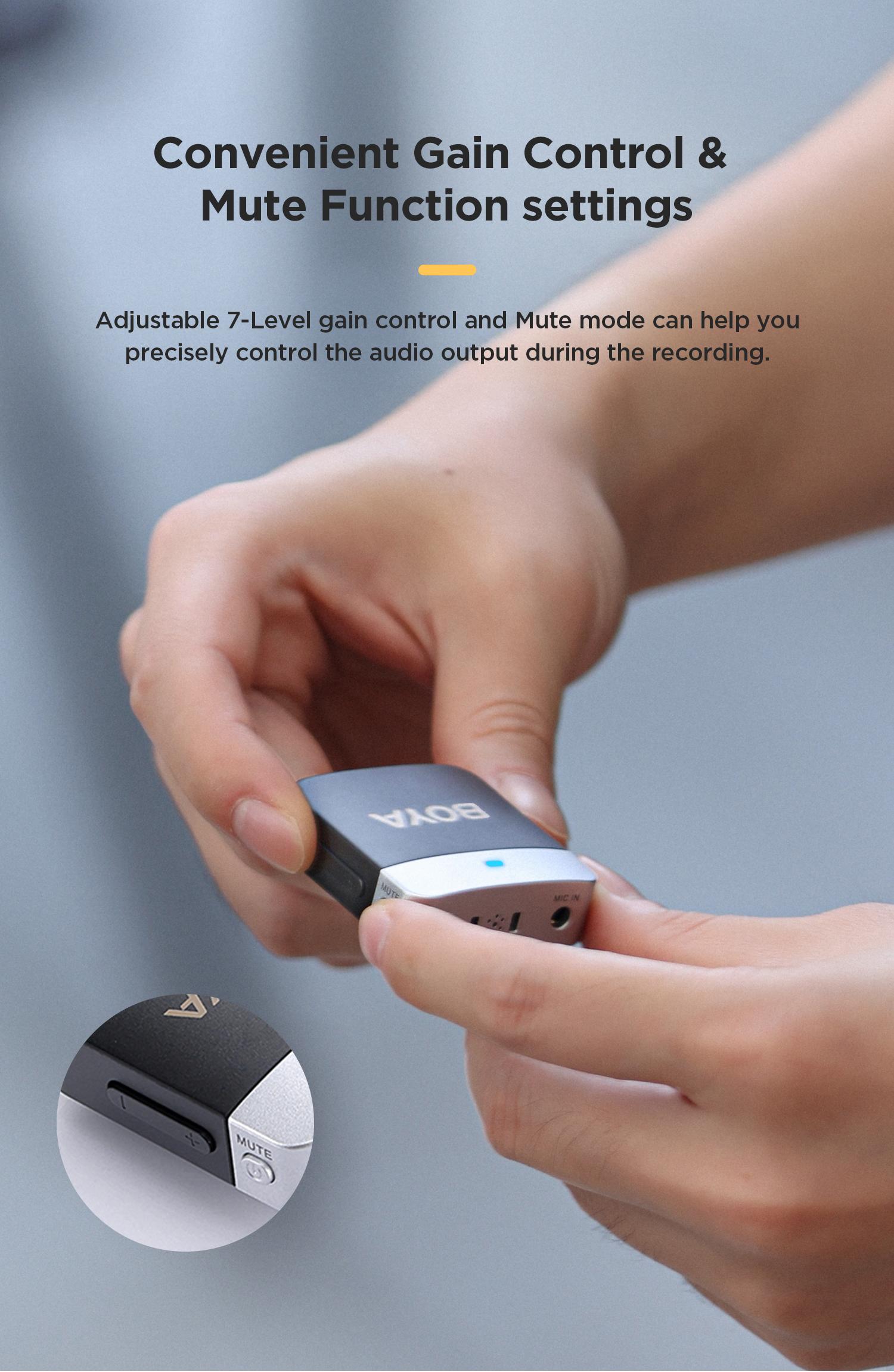 BOYA BY-M1V Wireless Lavalier Microphone Active Noise Cancelling Mini Lavalier for iPhone iPad USB-C Android Phone Camera Laptop