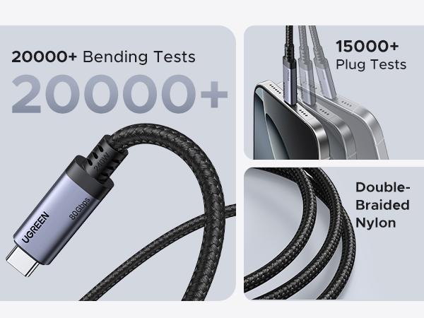 UGREEN USB C to USB C Cable 240W USB4 Gen4 80Gbps Premium 17K Dual 8K Triple 4K Display PD3.1 Type C Fast Charging Compatible with USB C Monitors, MacBook, iPad, iPhone 17/16/15, 3.3FT
