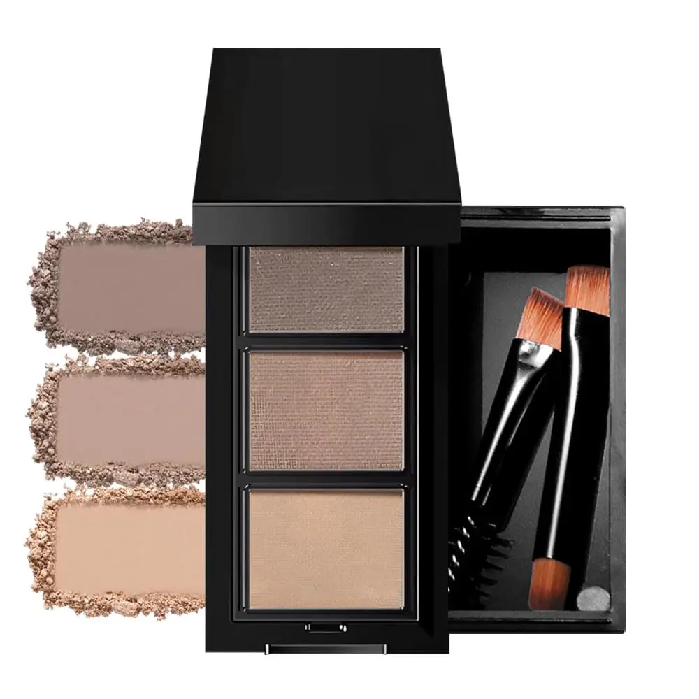 Light Medium Brown Eye Brow Powder for Women, Eyebrow Powder Kit with Brush, Long-Lasting ,Brow Palette, Filler for Full, Defined Natural Brows Shaping