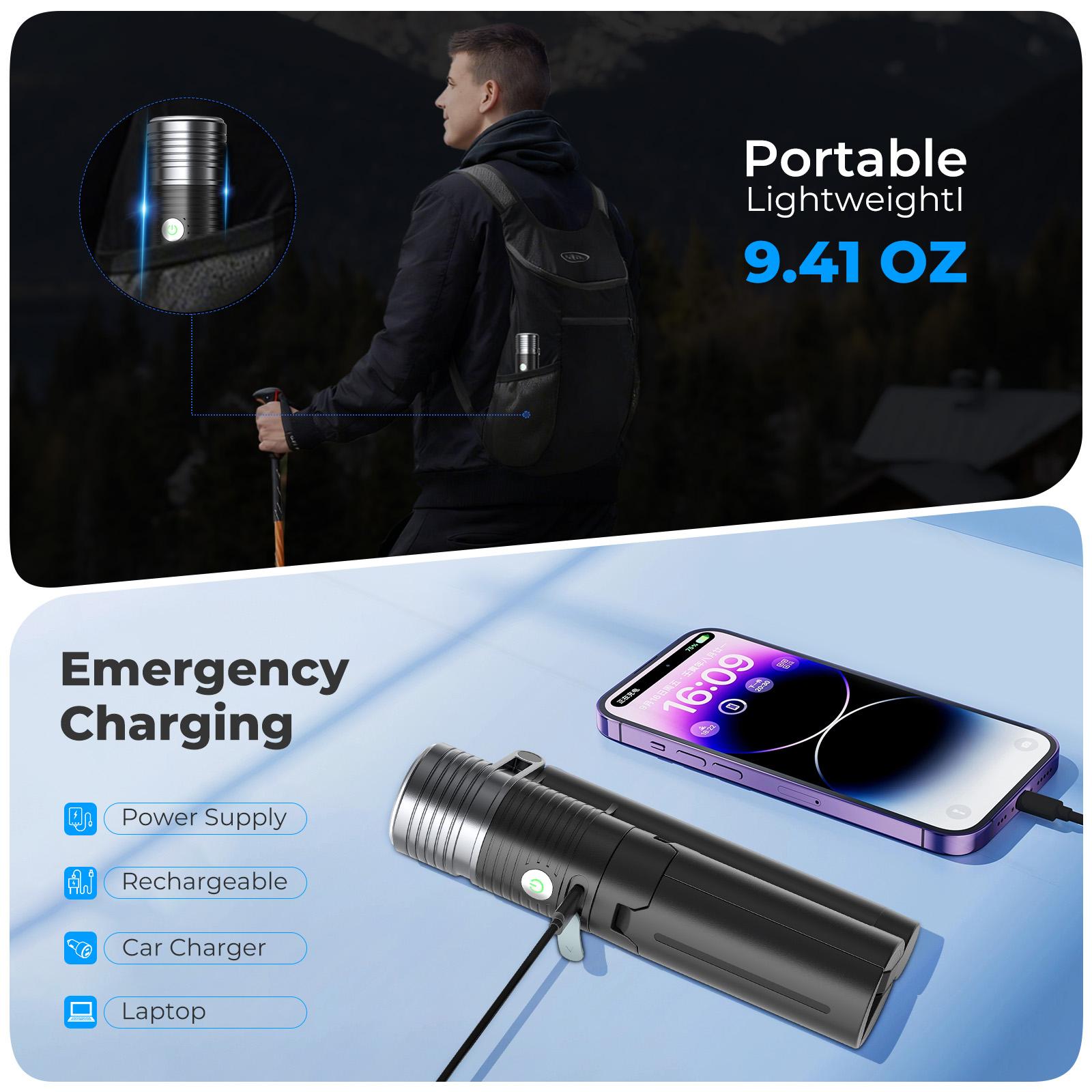 AsFrost Flashlight Mini Camping Lights, 180° Magnetic LED Flip with Tripod, Power Bank, Dual Color Modes, Waterproof, 8-Light Mode, 4500mAh Rechargeable Hiking Flashlight for Camping, Desk, or Emergency Use, Gift for Men Women Outdoor Enthusiasts