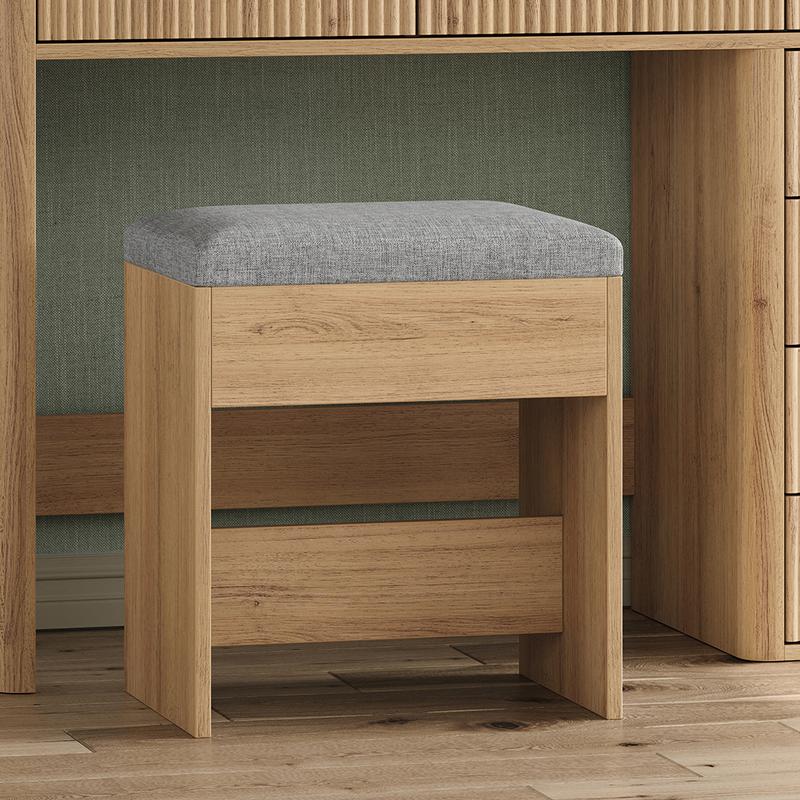 FUSOU [ Valentine's Day ] 47'' W Fluted Vanity Desk, Makeup Vanity with Power Oultlet, 7 Drawers Vanity with 10 LED Lights and Mirror, 3 Lighting Modes Adjustable, Glass Top, Vanity with Chair for Bedroom, Natural