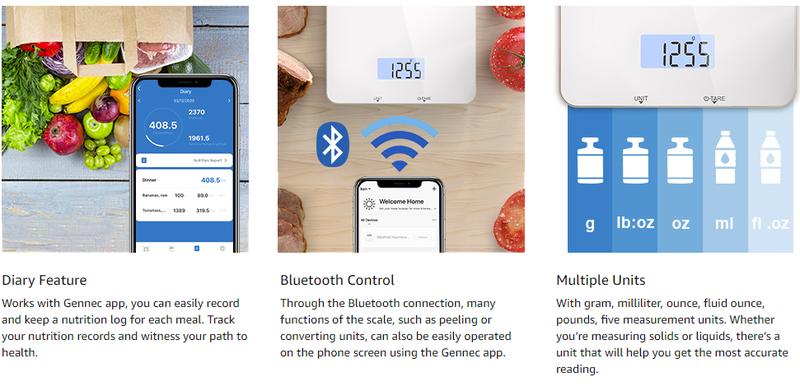 RENPHO Food Nutritional Scale Digital Kitchen Scale, Smart Food Measuring Scale with App for Macro Keto Calorie Cooking, Home Gifts Grams and Ounces RENPHO Food Nutritional Scale Digital Kitchen Scale, Smart Food Measuring Scale with App for Macro Keto Calorie Cooking, Home Gifts Grams and Ounces