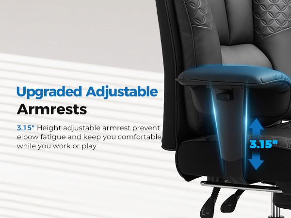 【2026 Upgrade】Comhoma Big & Tall Office Chair - Pocket Spring Lumbar + Wide Padded Seat: Sit All Day Pain-Free for Home Office/Computer Desk (With Soft Outward Armrests & Footrest)