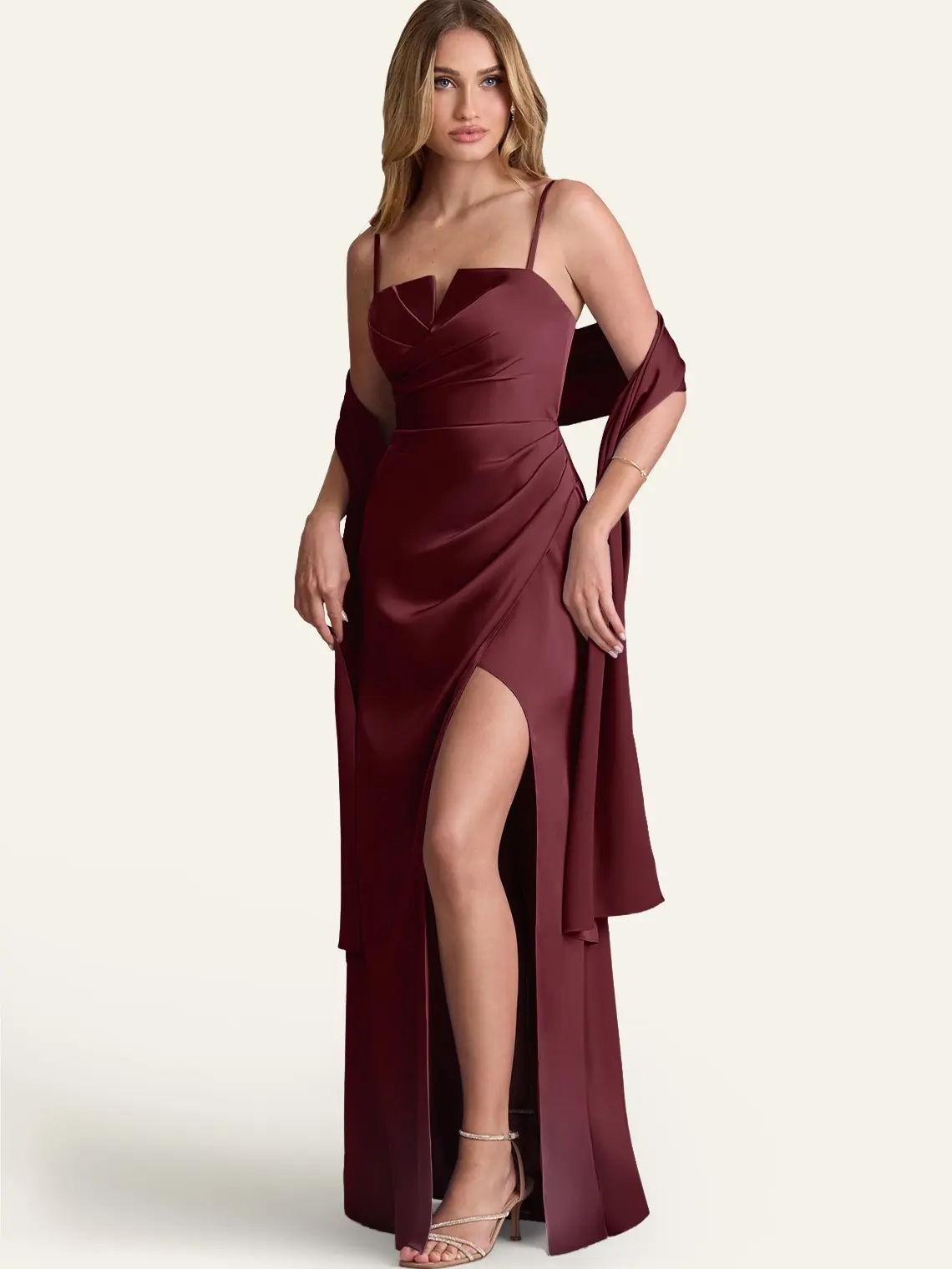 Azazie Stretch Satin Smooth Lustrous Draped Flexible Wedding Bridesmaid Formal Stretch Satin Shawl