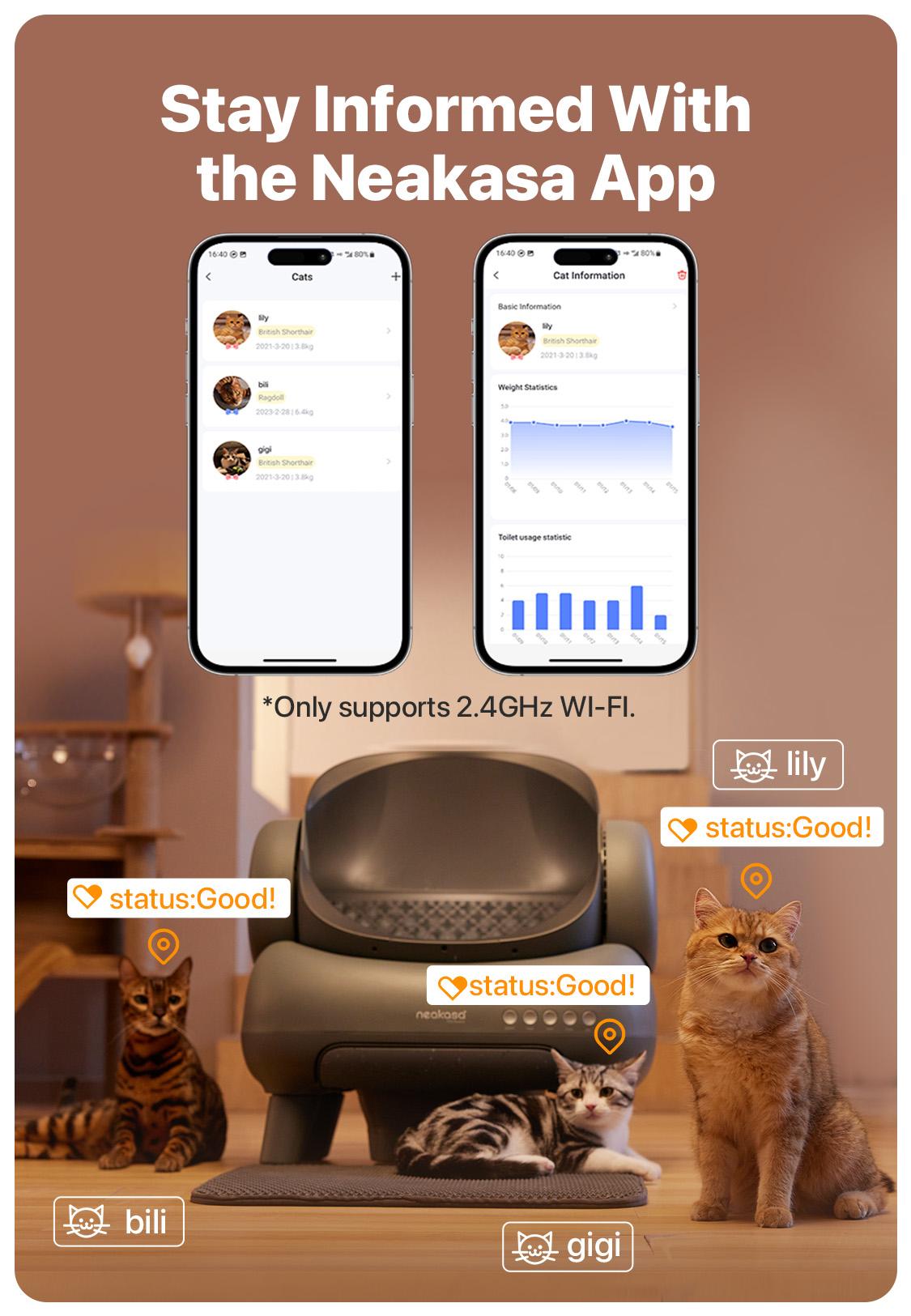 Neakasa M1 Open-top Self-cleaning Cat Litter Box with APP Control, Odor-Free Waste Disposal Includes Trash Bags, Great for cats up to 33 lbs