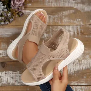 Women's Lightweight Sandals Elastic Knit Upper Wedge Summer Footwear Springfresh