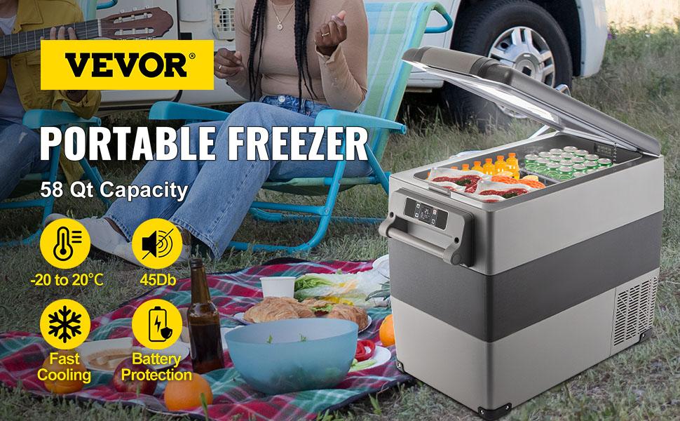 VEVOR 12 Volt Refrigerator Fast Cooling Portable Freezer with App Control(-4℉~68℉) Car Fridge with 12/24v DC & 110-240v AC for Travel, Camping and Home Use VEVOR 12 Volt Refrigerator Fast Cooling Portable Freezer with App Control(-4℉~68℉) Car Fridge with 12/24v DC & 110-240v AC for Travel, Camping and Home Use