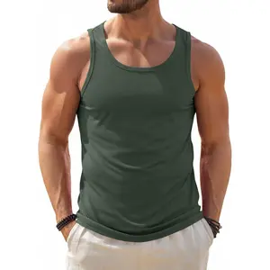 Runcati Mens Sleeveless Tank Tops Workout Muscle Gym Ribbed Shirt Athletic Bodybuilding Moisture Wicking T Shirts