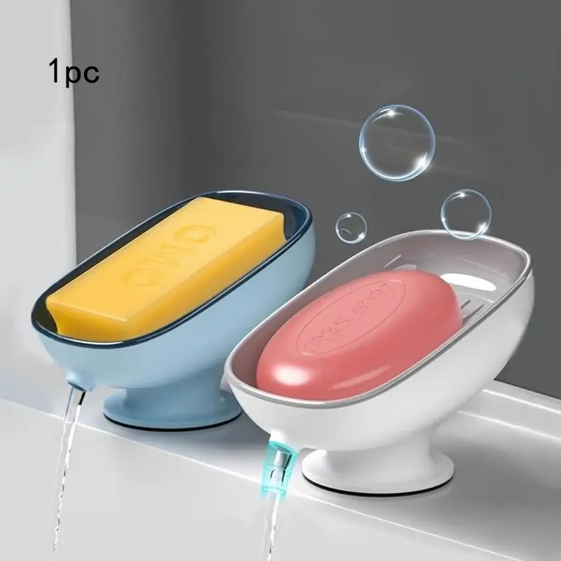 1-Piece Luxurious Adjustable Oval Self Draining Soap Dish with Drainage, Wall-Mounted Anti-Slip Removable Soap Tray for Bathroom, Shower and Sink, Bathroom Accessory Soap Saver