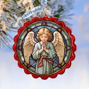 Little Angel Wreath Glass Ornament by G. Debrekht - Nativity Holiday Décor - 759-055