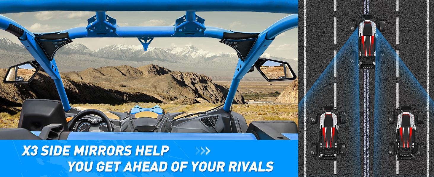 Nilight UTV Side Mirrors Aluminum X3 Rear View Mirror Upgraded 360 Degree Adjustment Compatible with 2016 2017 2018 2019 2020 2021 2022 2023 Can Am Maverick X3 Turbo R