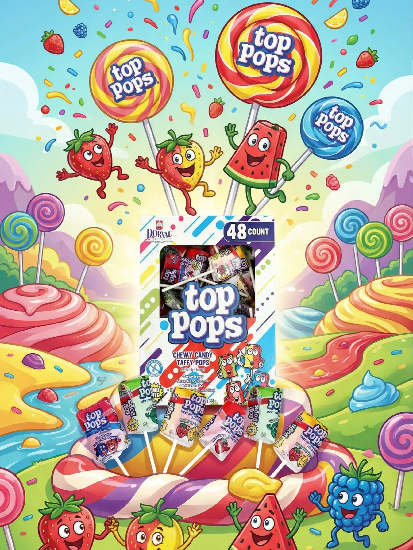 Top Pops Taffy Pops 48-Pack Fruit Flavored Lollipops - TikTok Shop