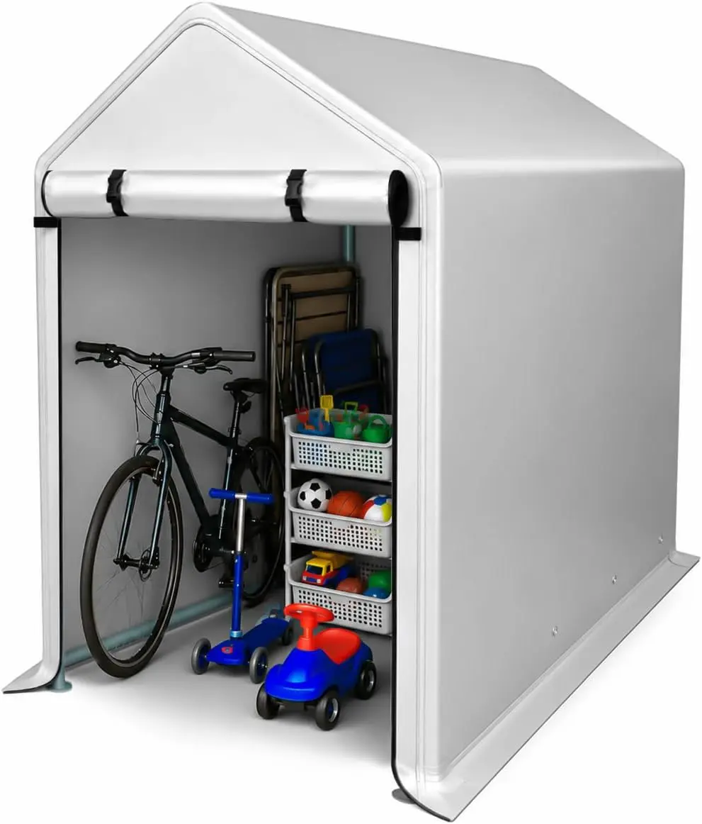 VINGLI Outdoor Storage Shelter Shed, Heavy Duty Portable Garage with Roll-up Zipper Door, Waterproof and UV Resistent Carport Tent for Motorcycle, Garden Tools, Firewood
