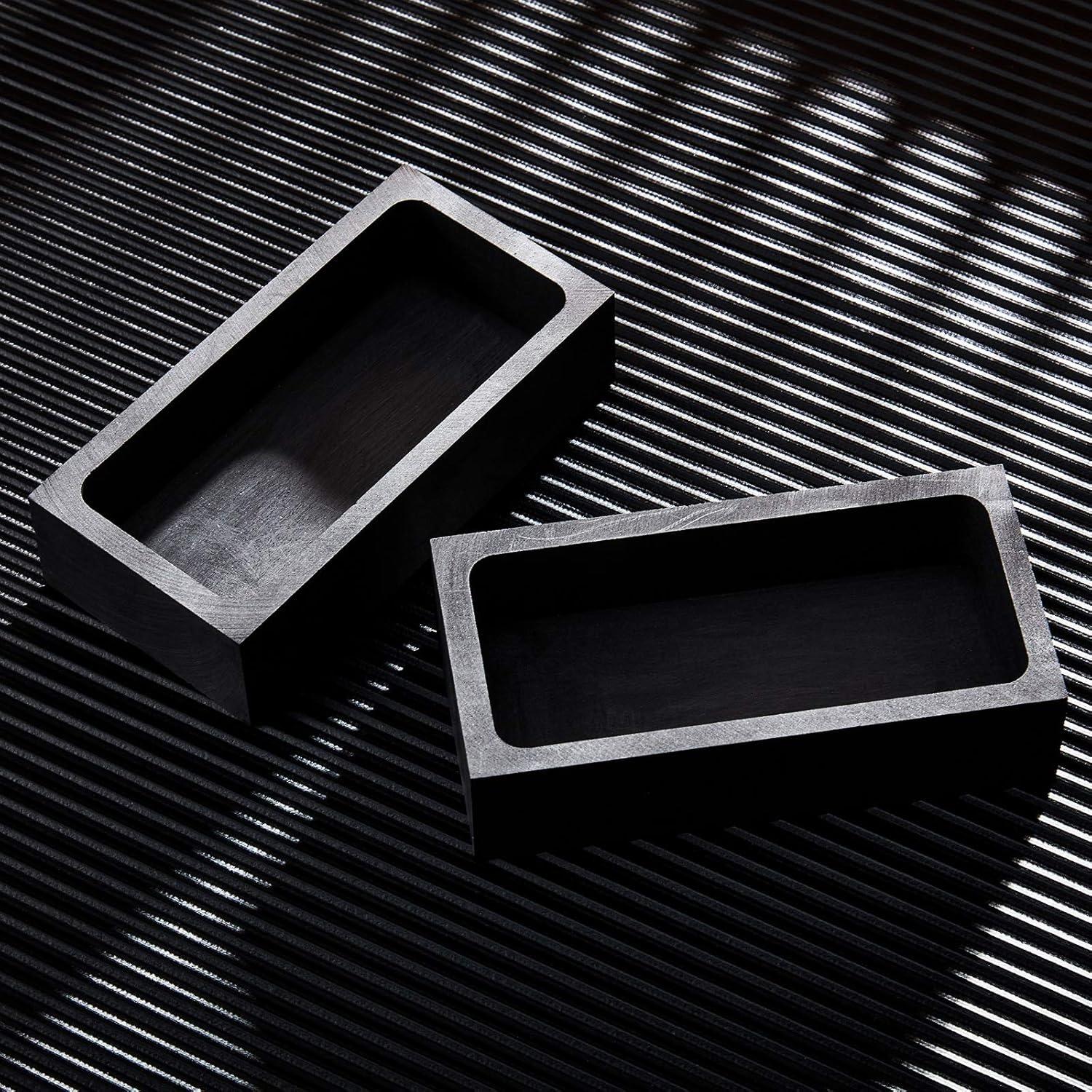 2 Pieces Graphite Ingot Mould Crucible Mould for Casting Gold Silver Metal Aluminum Copper Brass Melting Refining(4 x 2 x 1 Inch)