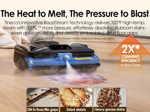 Tineco FLOOR ONE S6 Stretch Steam Corded Wet Dry Vacuum Steam Mop All-in-One, Tineco BoostSteam, 320℉ High-temp Steam Cleaning, 180° Lay-Flat, Anti-Tangle Design, FlashDry Self-cleaning