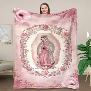 Virgin Mary Printed Flannel Blanket Soft Funny Throw Blanket Warm nap Blanket Cozy Lightweight Plush Portable Cover Blanket For Sofa,Warm Gift For Birthday,Christmas,Multiple Blankets