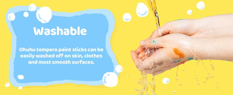 Ohuhu Washable Tempera Paint Sticks: 36-Color - Non-Toxic Quick-Drying Paint Set for Drawing, Graffiti & Crafting - Works on Paper, Glass, Wood, Ceramic, Canvas & Rock - Washable - Tempera Paint Sticks for Kids