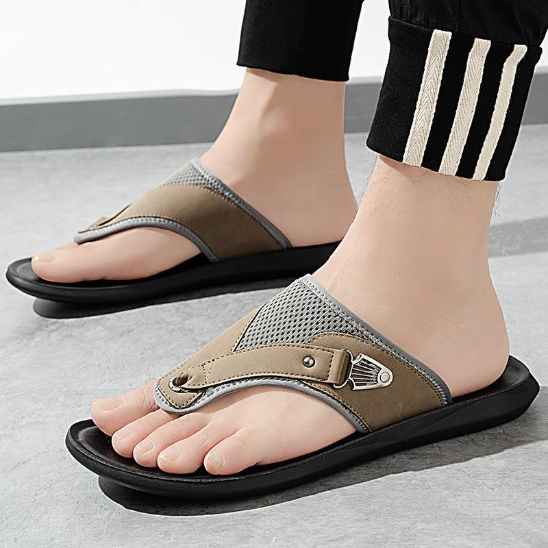 Men's Flip-Flops Breathable Mesh Panels & Lightweight Sole for Daily Indoor Comfort Boy Walking Shoes with Metal Side Accents