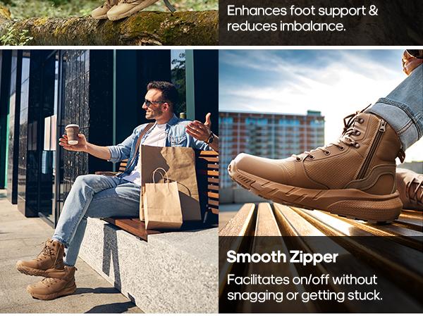 【WIDE FIT】NORTIV 8 Men's Military Tactical Boot Wide Fit Lightweight Comfortable All-Day Work Hiking Boots with Side Zipper & EVA Rubber Sole for Trekking Camping 【WIDE FIT】NORTIV 8 Men's Military Tactical Boot Wide Fit Lightweight Comfortable All-Day Work Hiking Boots with Side Zipper & EVA Rubber Sole for Trekking Camping