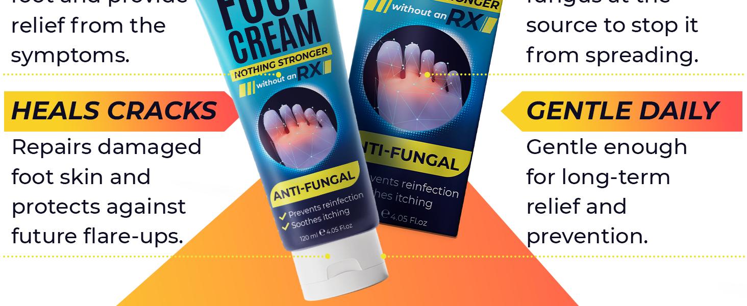 Foot Cream | Athlete’s Foot Cream for Cracked Heels, Dry Skin & Itchy Feet | Relieves Itching, Burning & Redness | Antifungal Treatment Helps with Nail Fungus, Jock Itch & Ringworm | 4.05 fl oz