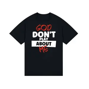 Women's Faith-Inspired "God Don't Play About Me" Graphic T-Shirt, Fitted Polyester Crew Neck Short Sleeve, Everyday Streetwear Top for Spring Summer, Pairable with Leggings, Casual Outfit