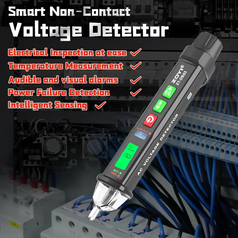 ZOYI ZT-DB03 Non-Contact Voltage Tester, 12-1000V AC Electric Tester Pen, Circuit Breaker Finder, Power Circuit Tester, Electric Indicator Wall Tool with Flashlight and Buzzer