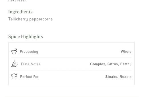 Peppercorns, Tellicherry