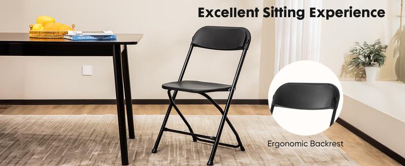 【Chirstmas Gifts】Folding Chair, Plastic Foldable Chairs with 330-Pound Capacity, Sturdy Metal Portable Chair, Easy to Use and Store, Outdoor and Indoor, for Home, Office, Party