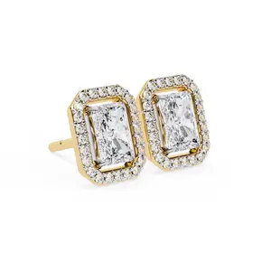 2 Carat Radiant Cut Lab Diamond Halo Stud Earrings