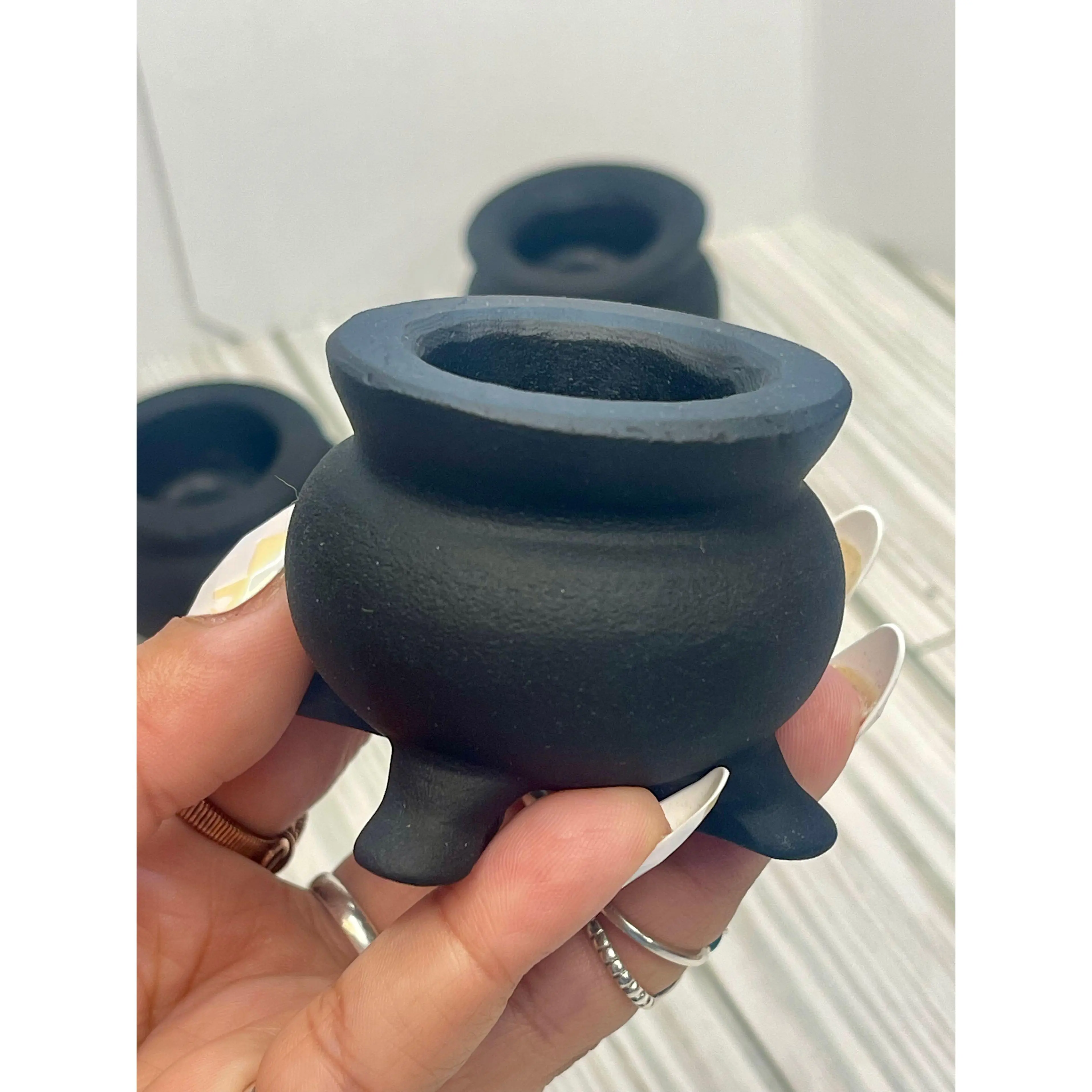 Obsidian Matte Cauldron for Protection, Healing, & Grounding