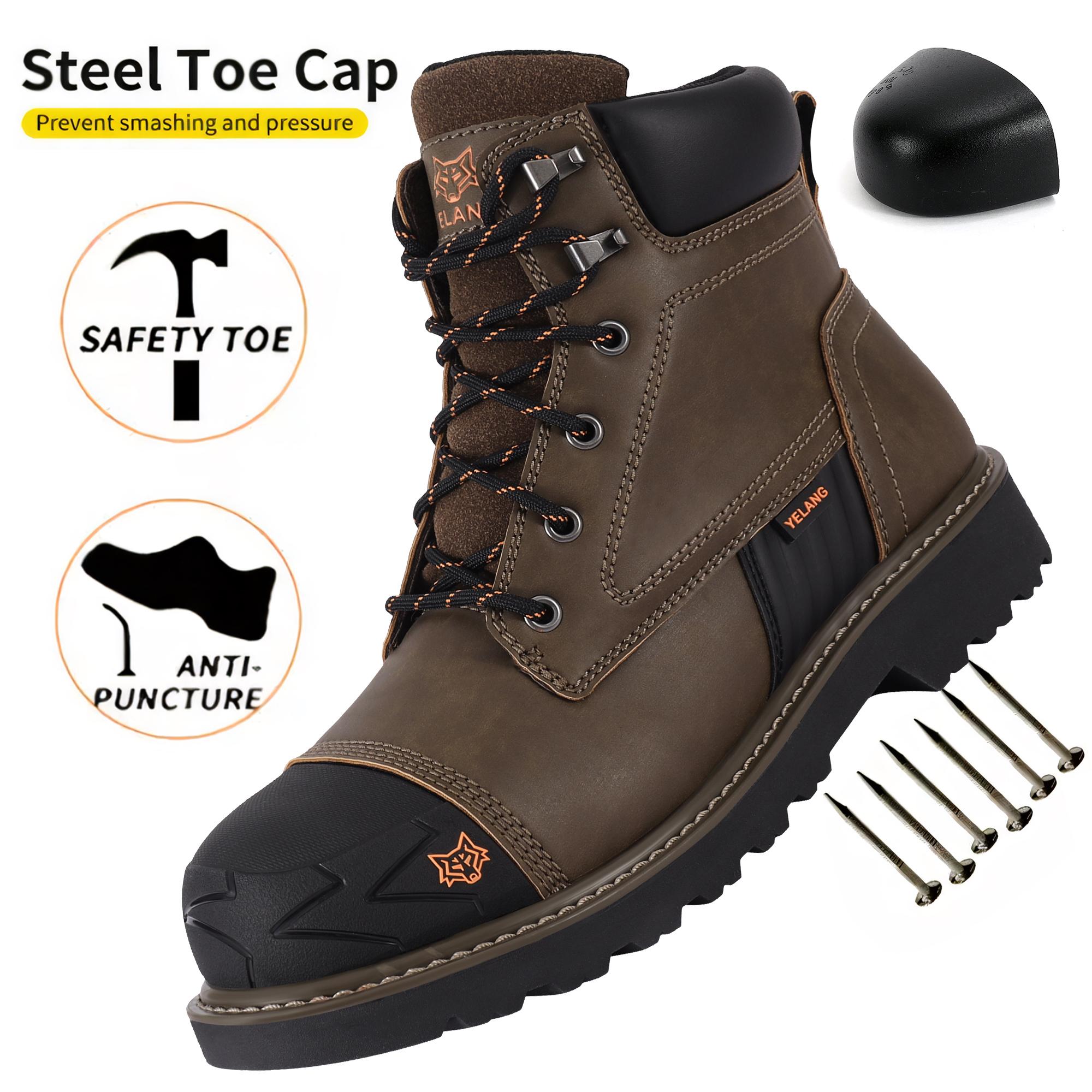 Men's Steel Toe Closed Safety Work Boots - Slip-Resistant, Puncture-Proof Utility Footwear for Worker, Construction-Grade Casual Work & Safety Footwear, Heavy Protection Work & Safety Footwear