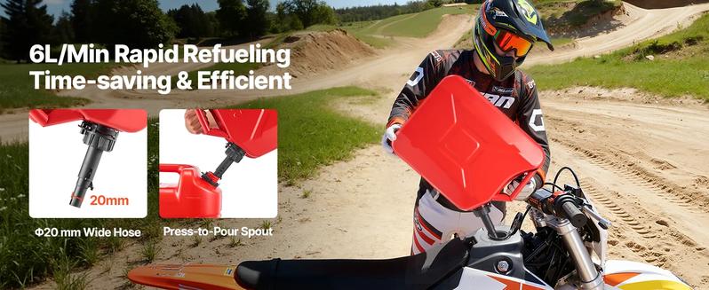 VEVOR Jerry Fuel Metal Fuel Container, 5.3 Gallon, Fuel Jerry Can with Spout and Comfort Handle, 6 L/min Max Flow Rate, Leakproof & Corrosion-resistant Metal Gas Tank Most Cars Motorcycle ATV UTV, Red, 2 Packs VEVOR Jerry Fuel Metal Fuel Container, 5.3 Gallon, Fuel Jerry Can with Spout and Comfort Handle, 6 L/min Max Flow Rate, Leakproof & Corrosion-resistant Metal Gas Tank Most Cars Motorcycle ATV UTV, Red, 2 Packs