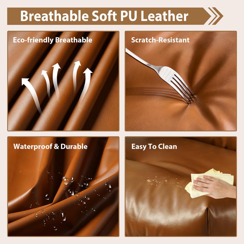 【Jumpstart Sale】Ovios Oversized Home Office Chair, Extra-Wide Seat, Built for Big & Tall Comfort, Mid-Century Modern Faux Leather Chairs with Thickened Cushions, Comfy High Back Swivel Rolling Executive Computer Armchair